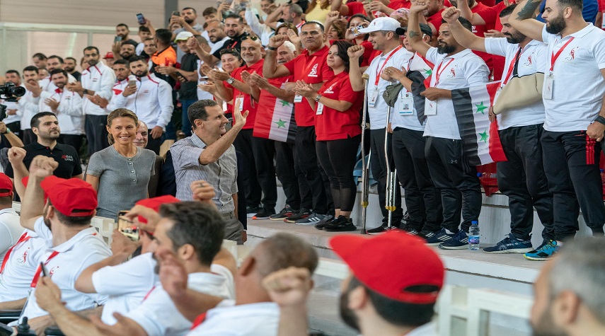 الرئيس الأسد وعقيلته مع جرحى الوطن ضمن دورة ألعاب جريح الوطن الثانية