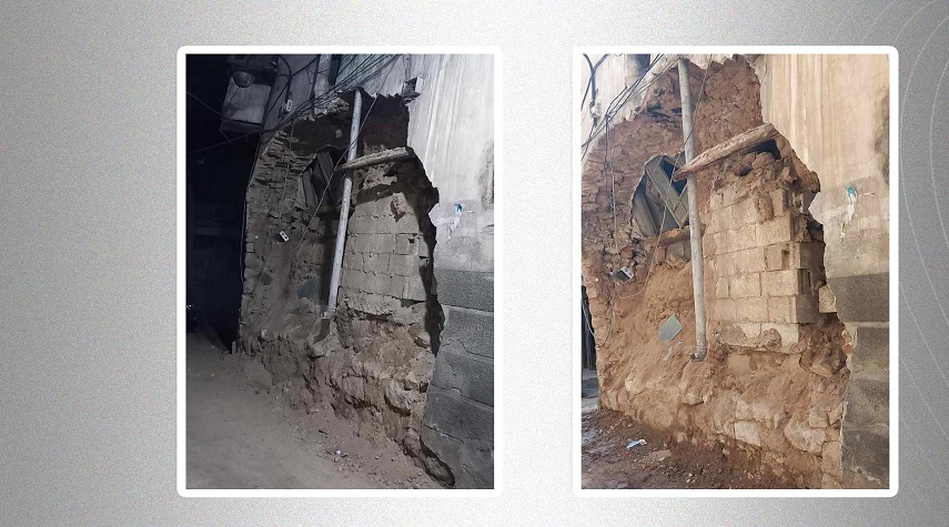 انهيار جزئي لجدار في أحد المنازل العربية بدمشق القديمة