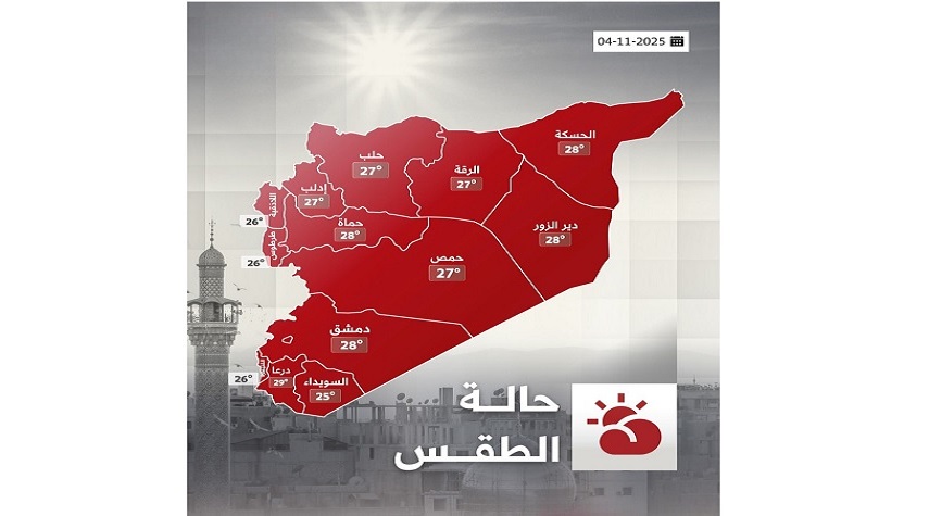 طقس سورية: أجواء خريفية مائلة للبرودة ودرجات حرارة فوق معدلاتها السنوية